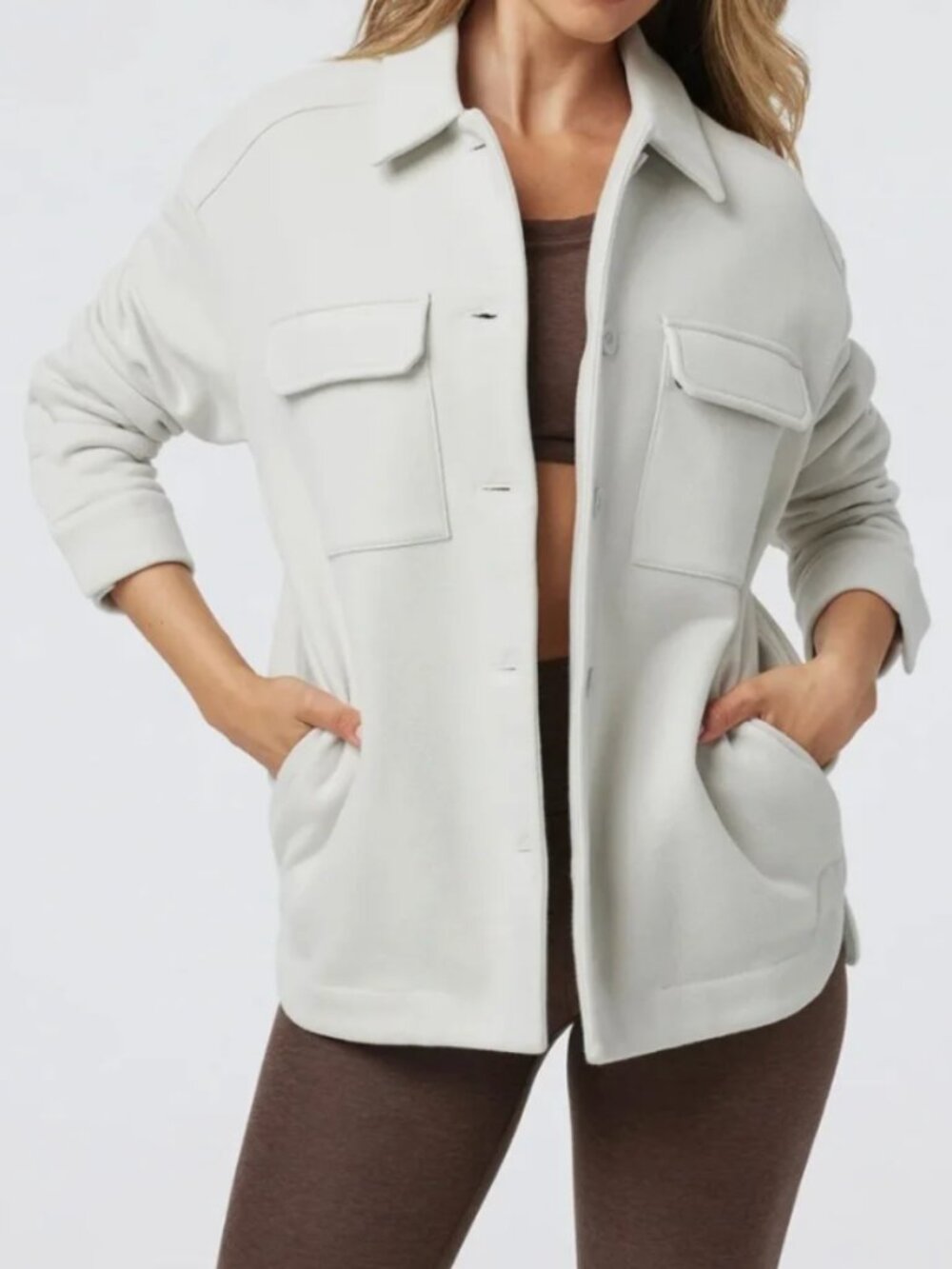 Vuori White/Cream Restore Shirt Jacket Button-Up with Pockets, NWT Size L